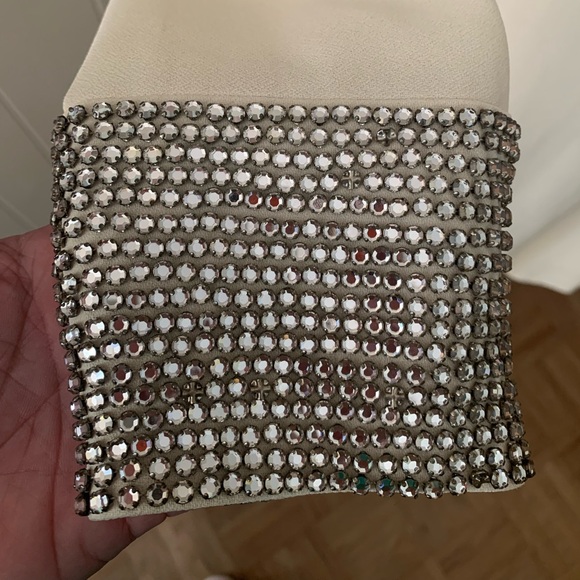 Vintage 60’s Tee-Ça Formal Winter Dress Ivory Rhinestones size sm 4-6 (no tag) - Picture 7 of 16